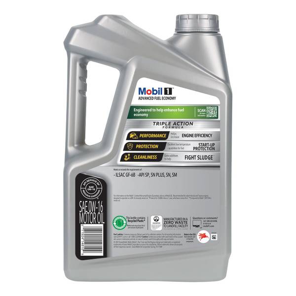 Mobil 1 5 Quart 0W-16 Advanced Fuel Economy Full Synthetic Motor