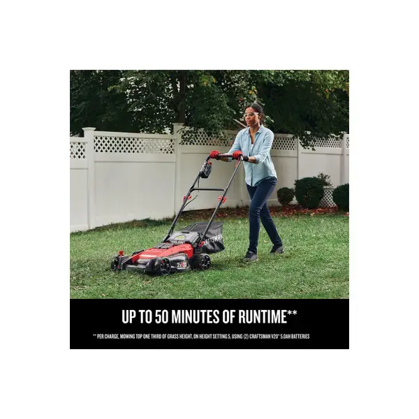 CRAFTSMAN V20 20-volt Max 20-in Cordless Push Lawn Mower 5 Ah (2-Batteries  and Charger Included) in the Cordless Electric Push Lawn Mowers department  at