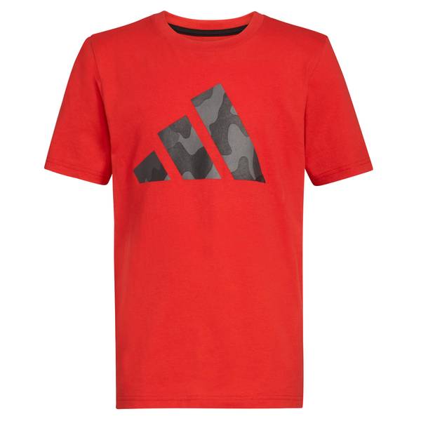 Adidas Boy's Short Sleeve Camo Logo Tee, Better Scarlet (620), M ...