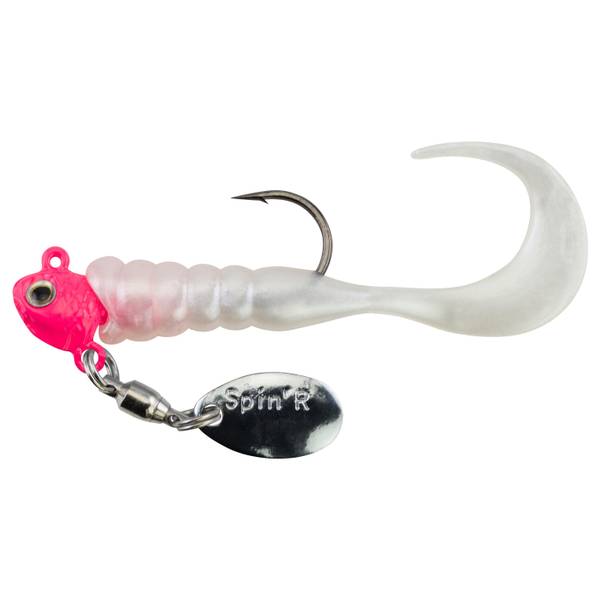 Johnson 1/8 oz Crappie Buster Spin'R Grub Pink Head Pearl White Body -  1342597
