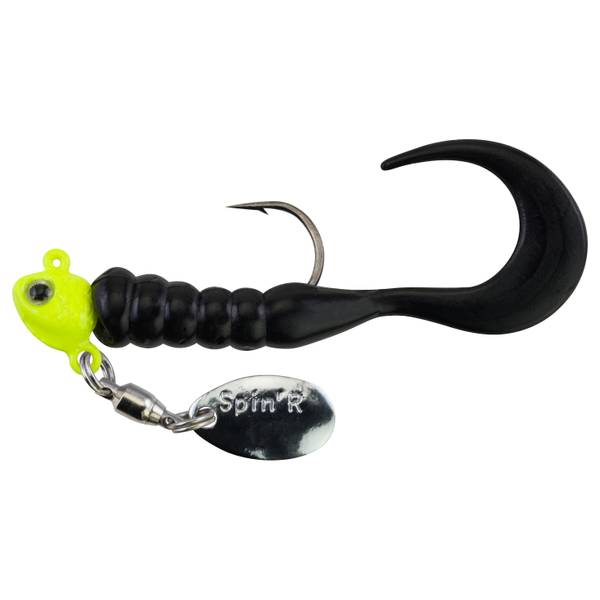Johnson Crappie Buster Spin'R Grub - Chartreuse/Black - 1/16 oz.