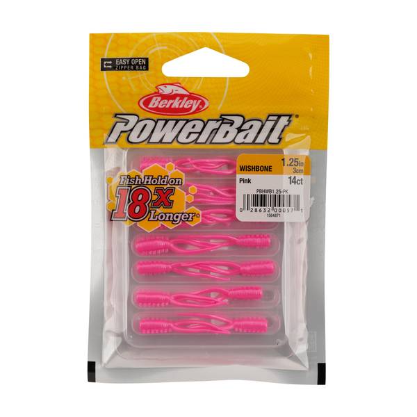 Berkley PowerBait Wishbone Freshwater Soft Bait, Pink