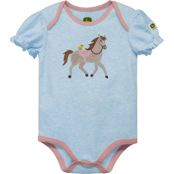 John Deere Infant Girl's Horse Bodysuit - J1B484BN-3-6M | Blain's Farm &