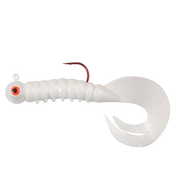 Johnson 1/16 oz Crappie Buster Spin'R Grub Pink Head Pearl White