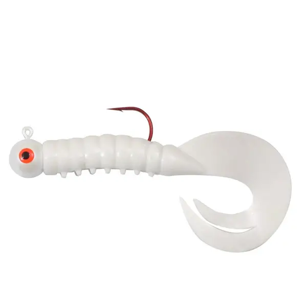 Northland Fishing Tackle 1/16 oz White Rigged Gumball Jig Grub - GBJGR2-1
