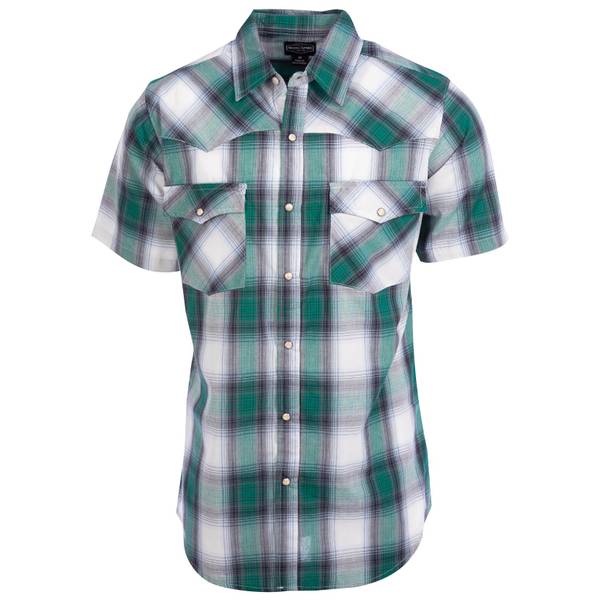 Work n' Sport Men's Short Sleeve Western Shirt, Ocean Green, L - 25529 ...