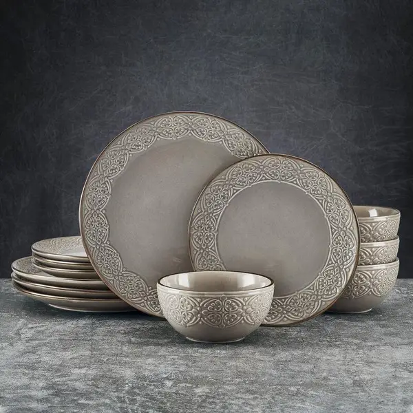 Pfaltzgraff Hayden Grey 12-Piece Dinnerware Set