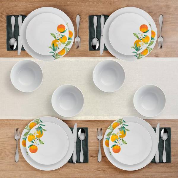 Studio Nova 12 Piece Oranges Porcelain Dinnerware Set - 5296703
