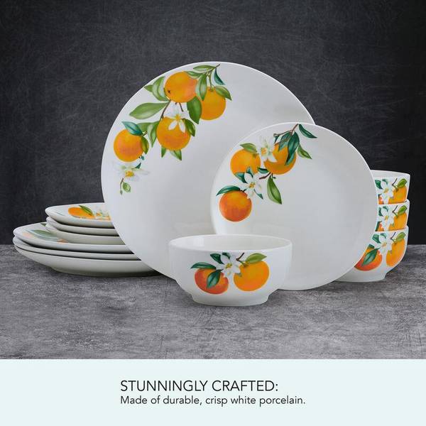 Studio Nova 12 Piece Oranges Porcelain Dinnerware Set - 5296703