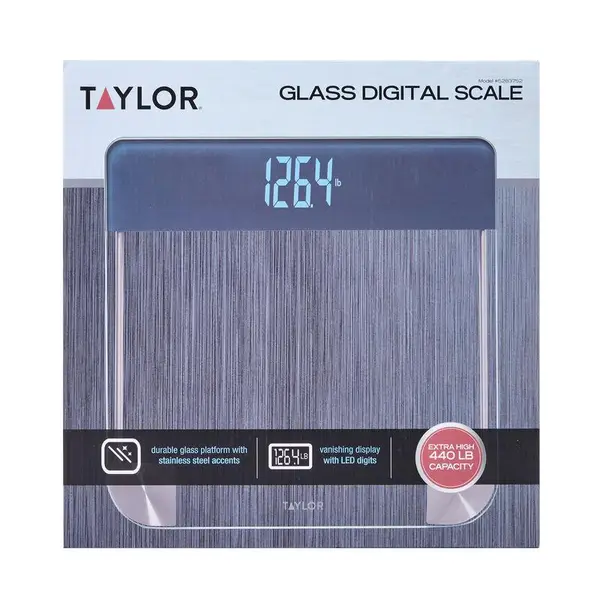 Taylor Digital Bathroom Scale Black Non Slip Mat 