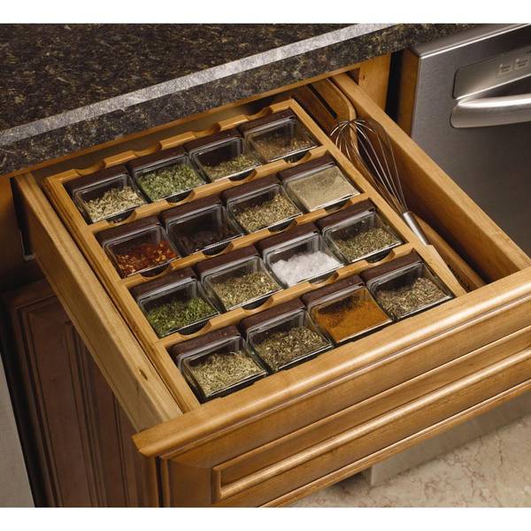 Kamenstein 16-Cube Bamboo Spice Rack With Leaf Labels - Countertop Or Wall Mount Spice Organizer