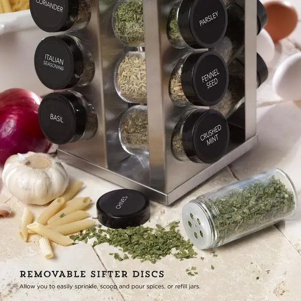 Orii Jar Spice Rack Stainless Steel Filled with Spices - 20 ct