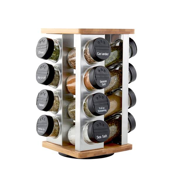 Spices And Seasonings Sets, Revolving Countertop Spice Rack With 6