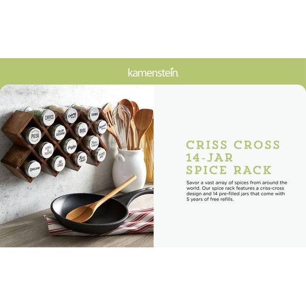 Kamenstein 14-Jar Wood Criss-Cross Spice Rack