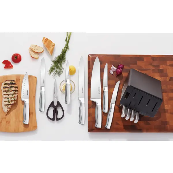 Farberware Self-Sharpening 13-Piece Knife Block Set with EdgeKeeper  Technology, High Carbon Stainless Steel Kitchen Knife Set with Ergonomic  Handles