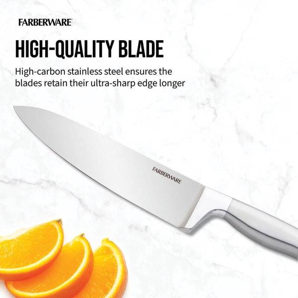 Farberware Butcher Knife with Self-Sharpening Blade Cover Sharp Kitchen Knife - Black - 7 in
