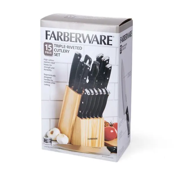 Farberware 15 Piece Triple-Riveted Cutlery Set with Endcap - On
