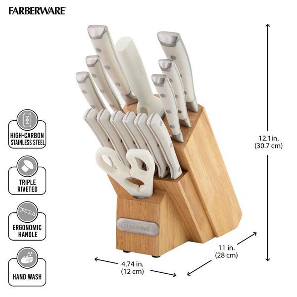 Farberware Edgekeeper Stainless Steel Knife Block Set 11 Piece, Stainless