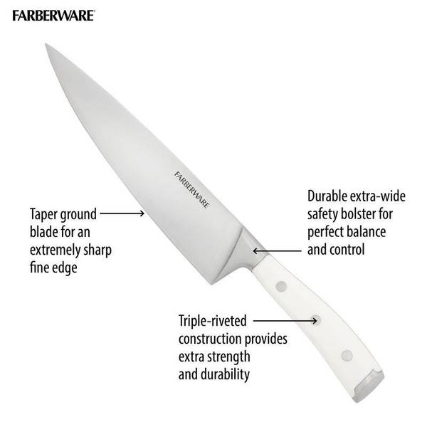 Farberware 14-Piece Knife Set with Built-In Edgekeeper Knife Sharpener and  White Accents - High-Carbon Stainless Steel with Ergonomic Handles, with  Acacia Block & Reviews