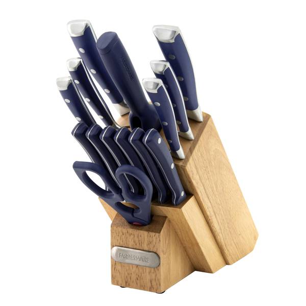 Farberware Edgekeeper 14-Piece Forged Triple Rivet Kitchen Knife Block Set