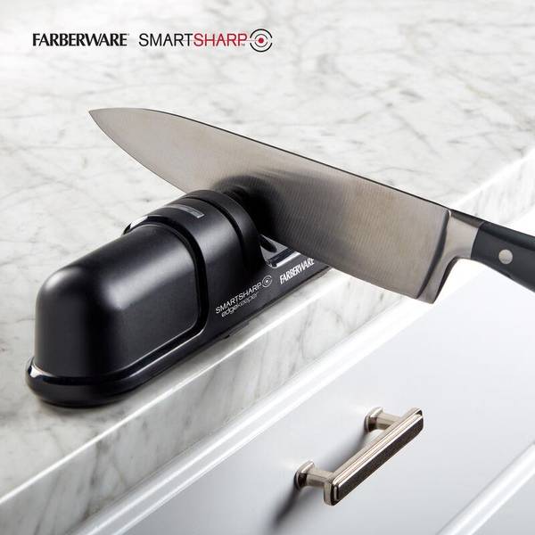 Farberware Two-Stage Smartsharp Knife Sharpener, Easy-To-Use Nonslip  Sharpener With Color Changing LED Light Indicator, Knife Sharpening System  To Polish, Sharpen And Repair Kitchen Knives, Black