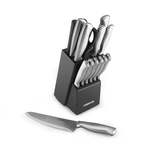 Farberware Knife Set, 15-Piece Stainless Steel Knife Block Set