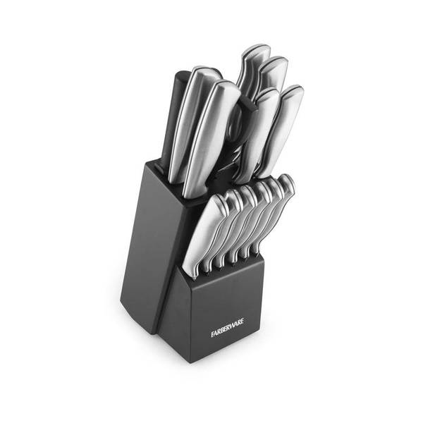 5 Piece Cutlery Knife Set with Block Stainless Steel Black Kitchen Set
