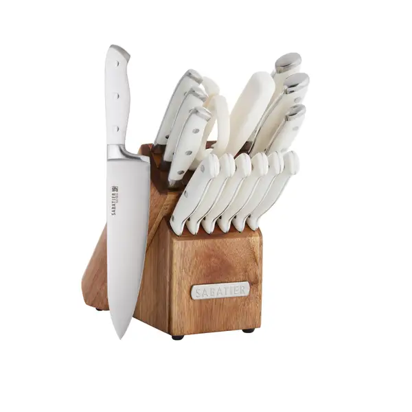 Sabatier Triple Rivet Knife Block Set, 15-Piece, Black 