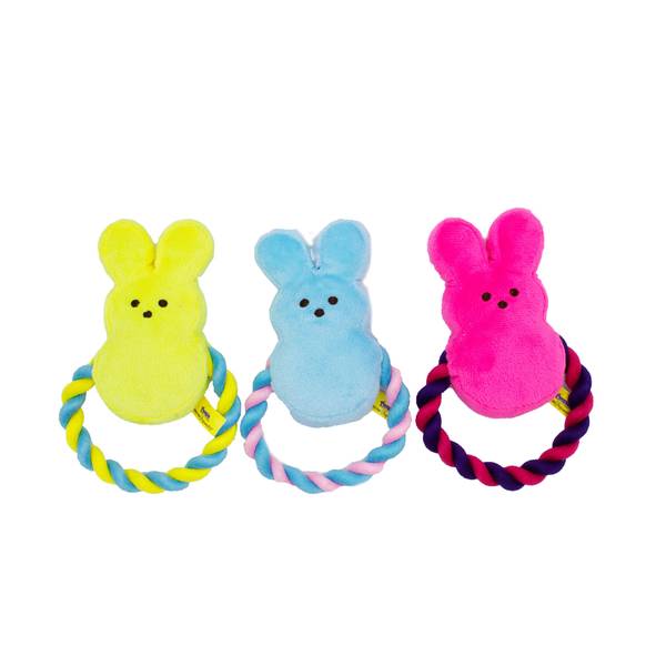 Peeps 6" Bunny Plush and Rope Dog Toy Assortment FFP9356 Blain's