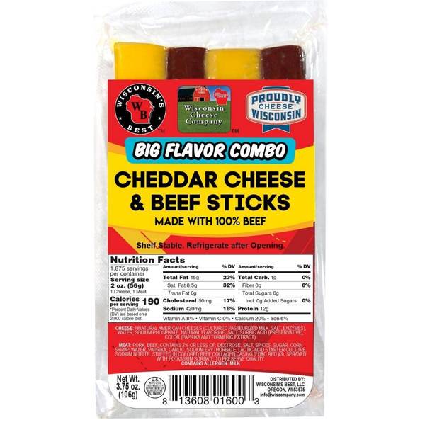 Photo of 3.75 oz Cheddar Processed Cheese and Beef Snack Pack