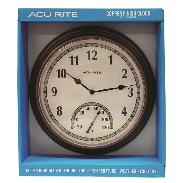 AcuRite 13.5 Copper Clock and Thermometer - 02430LA2