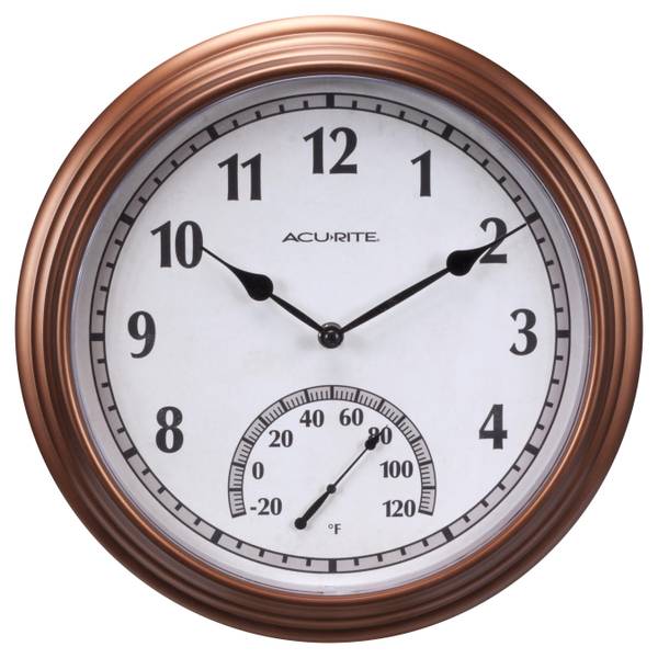 AcuRite 13.5 Copper Clock and Thermometer - 02430LA2
