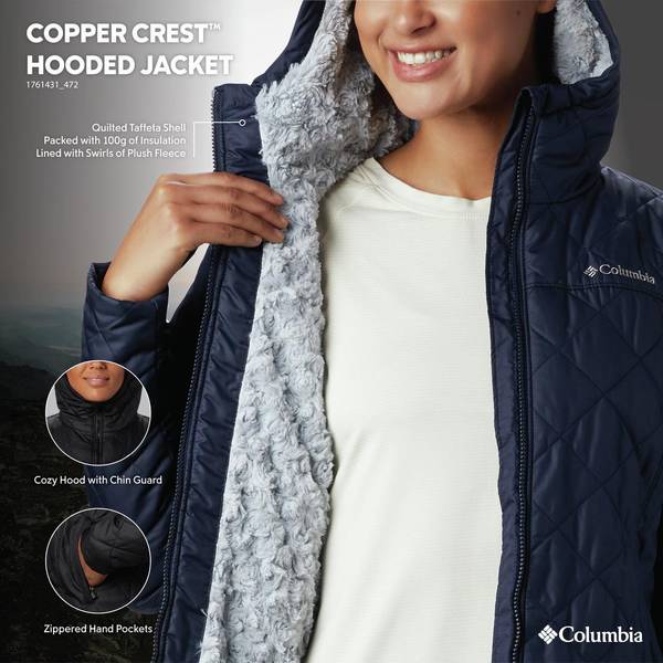 Columbia Women's Copper Crest Hooded Jacket, Dark Nocturnal, M