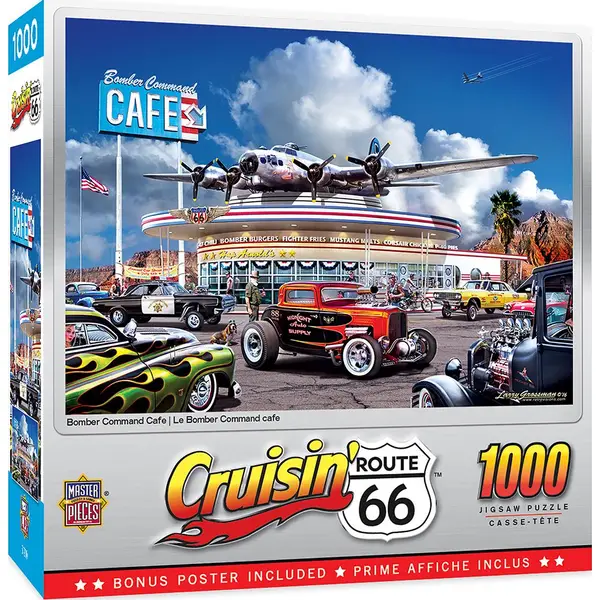 Masterpiece Puzzle 1000-Piece Cruisin Route 66 Bomber Cafe Puzzle