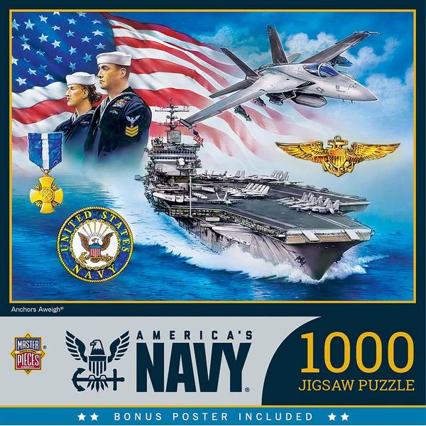 Masterpiece Puzzle 1000-Piece U.S. Navy Anchors Aweigh - 72122