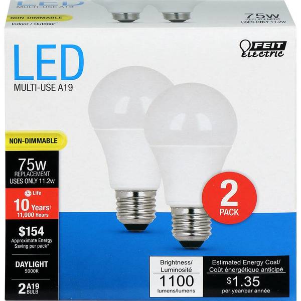 Factuur entiteit tekort FEIT Electric 2-Count 1100 Lumen 5000K Non-Dimmable LED Bulbs -  A1100/850/10KLED/2 | Blain's Farm & Fleet