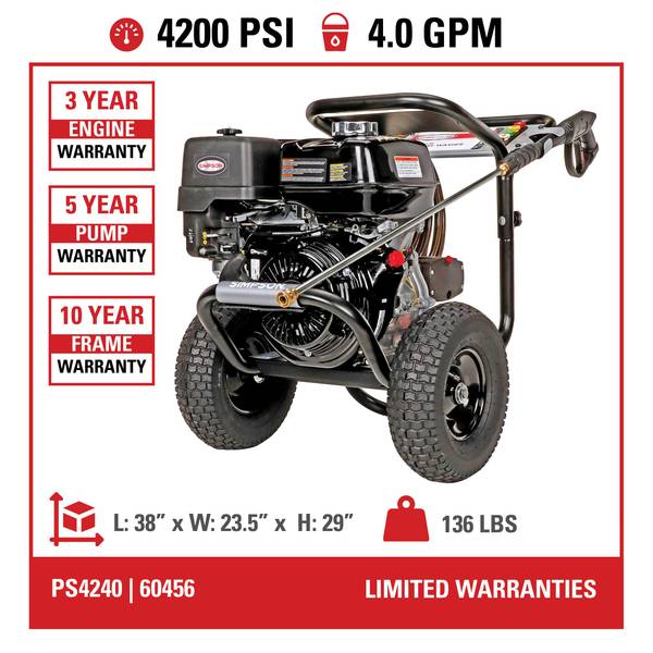 SIMPSON 4200 PSI at 4.0 GPM HONDA GX390 with AAA Industrial