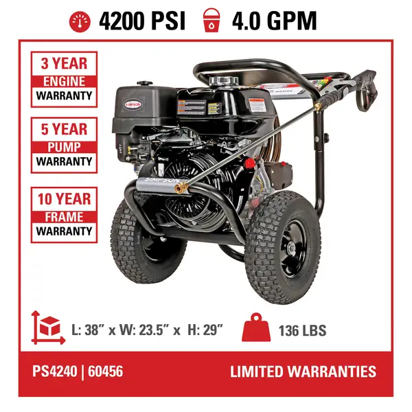 SIMPSON 4200 PSI at 4.0 GPM HONDA GX390 with AAA Industrial