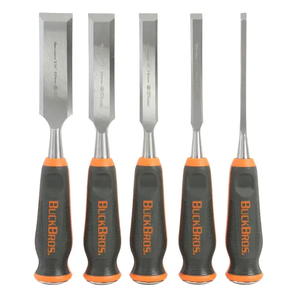 Buck Bros 5-Count Comfort Grip Wood Chisel Set - 74750 | Blain's