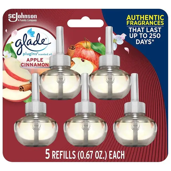 Glade PlugIns Refills Air Freshener, Scented and Essential Oils for Home  and Bathroom, Apple Cinnamon, 3.35 Fl Oz, 5 Count