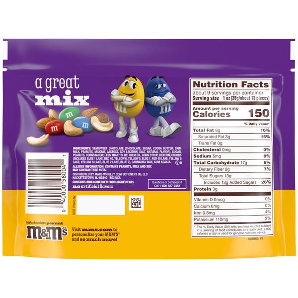 M&M's 9.4 oz Peanut Dark Chocolate Candy Sharing Size Bag - 518484