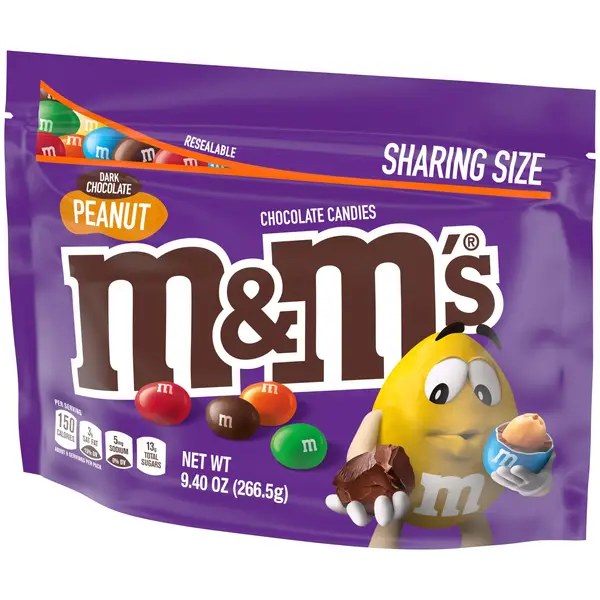 M&M's Dark Chocolate Peanut Candy - 8ct Family Size Pouches