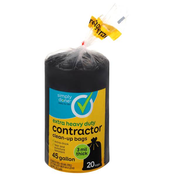 Clean Up Trash Bags, Extra Large, Black, 45 Gallons, 20-Ct.