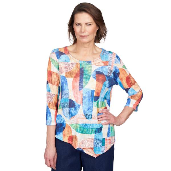 Alfred Dunner Women's Geometric Stained Glass Knit Top - 32450UA-960-S ...