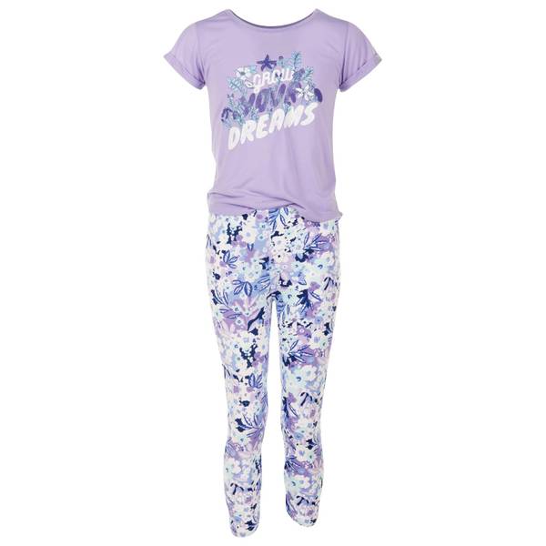 Sleep On It Girl's Short Sleeve Blossom Legging PJ Set - 552427PU-BAW-M