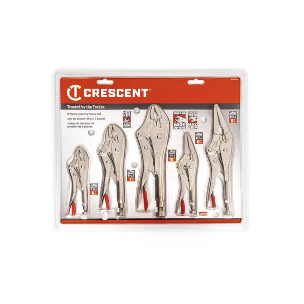 Crescent 5Count Curved and Long Nose Locking Plier Set CLP5SETN08
