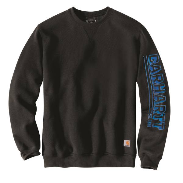 Carhartt Men's Loose Fit Midweight Crewneck Logo Sleeve Graphic Sweatshirt  - 105941001-S
