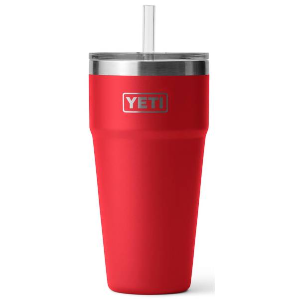 White YETI Rambler 26 oz Stackable Cup With Straw Lid