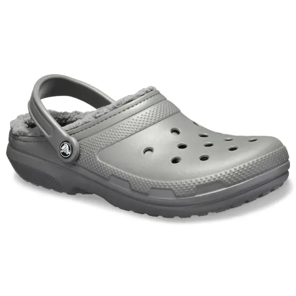 Grey store fur crocs