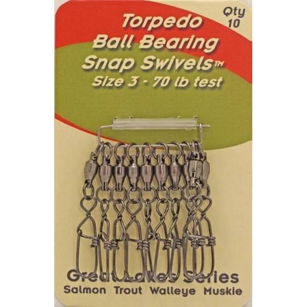 Torpedo Size 3 70 lb Ball Bearing Snap Swivels - S0024